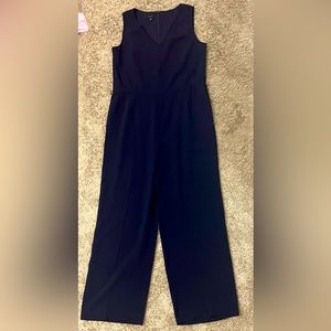 Talbots V neck sleeveless navy blue jumpsuit